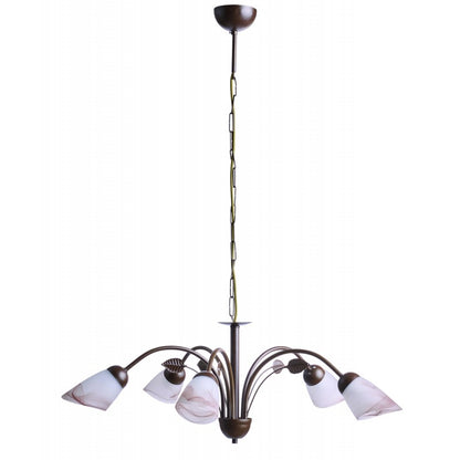 Φωτιστικό Πολύφωτο 5φ Μέταλλο Καφέ/Γυαλί Ε14