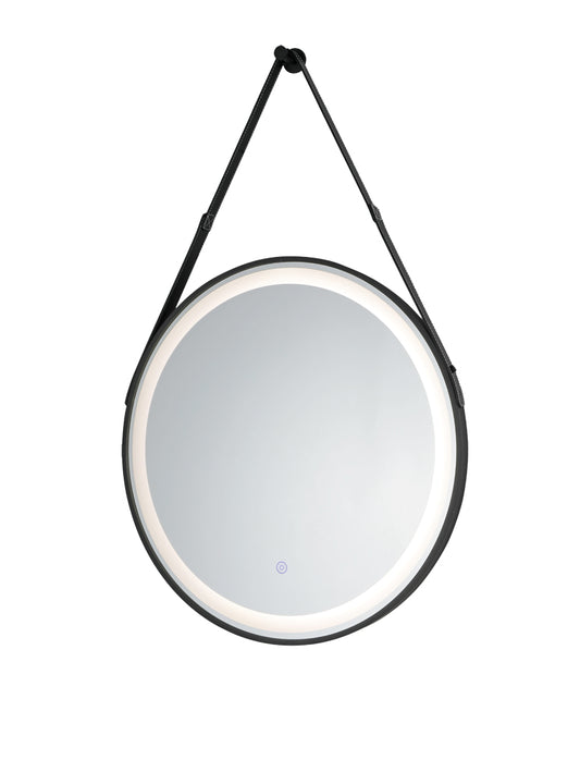 MIC-02 ΚΑΘΡΕΠΤΗΣ BK ΣΤΡΟΓΓΥΛΟΣ ΔΕΡΜΑΤΙΝΟ ΛΟΥΡΙ LED ΦΩΤΙΣΜΟΣ TOUCH Φ60εκ