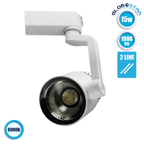 S-40022 Μονοφασικό Bridgelux COB LED Φωτιστικό Σποτ Ράγας 15W 230V 1800lm 24° Ψυχρό Λευκό 6000k