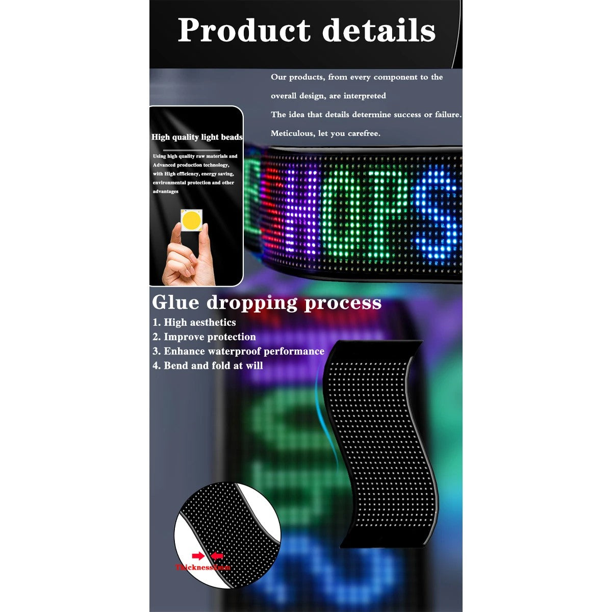 MATRIX GLB-106-0001 Εύκαμπτη Κυλιόμενη Ψηφιακή Επιγραφή P4 32x16 Pixel LED 10W DC 5V 2A με USB 2.0 Αδιάβροχο IP65 Πολύχρωμο RGB - Bluetooth Control μέσω iPIXEL APP - Μ17.3 x Π0.2 x Υ7