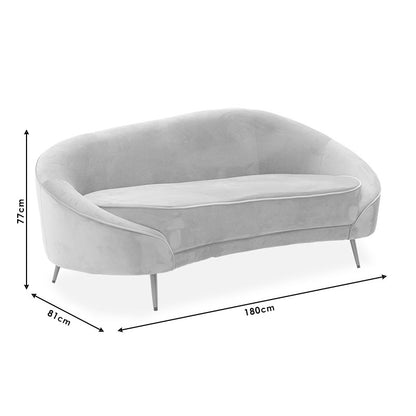 Καναπές 3θέσιος Amora Βελούδο Σάπιο Μήλο-Χρυσό 180x81x77