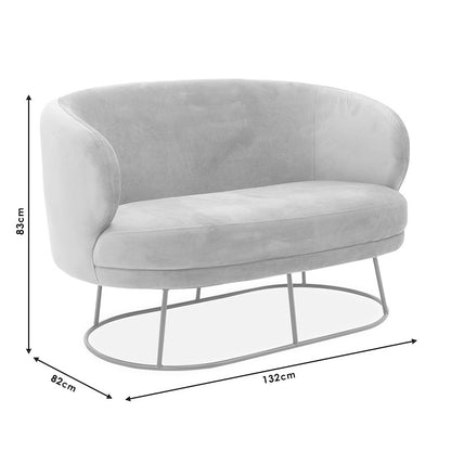 Καναπές 2θέσιος Rony Βελούδο Γκρι-Χρυσό 132x82x83