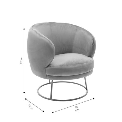 Πολυθρόνα Rony Βελούδο Γκρι-Χρυσό 78x75x82