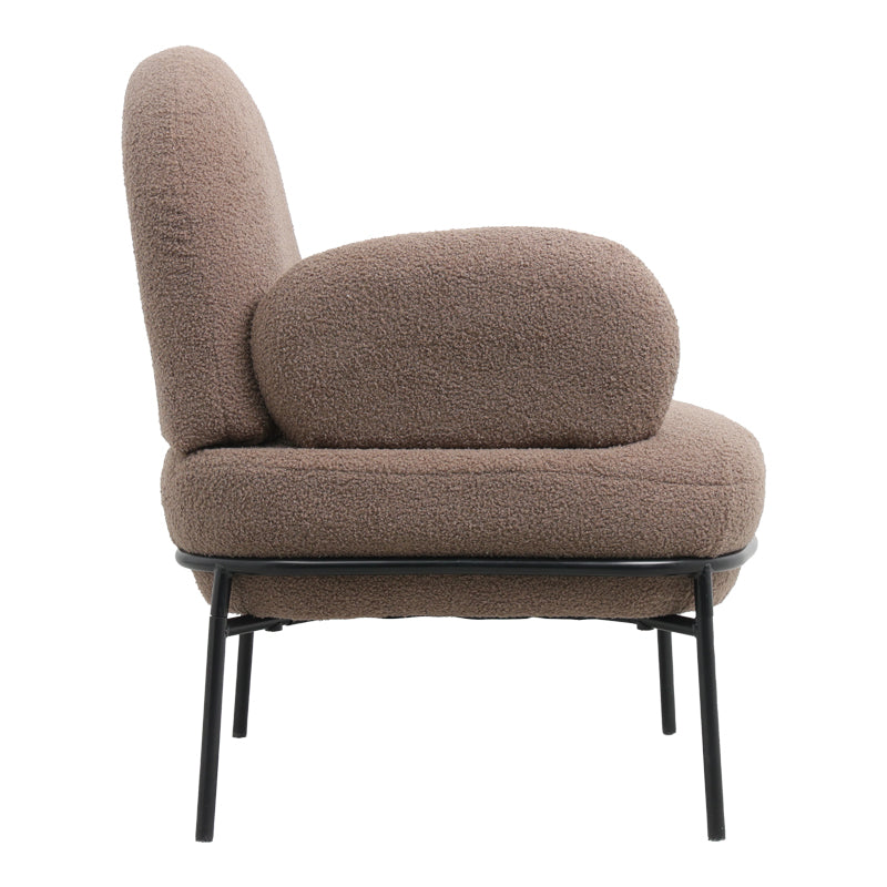 Πολυθρόνα Jaycob Μπουκλέ Καφέ Ταμπά-Πόδι Μαύρο Μέταλλο 74x71x83