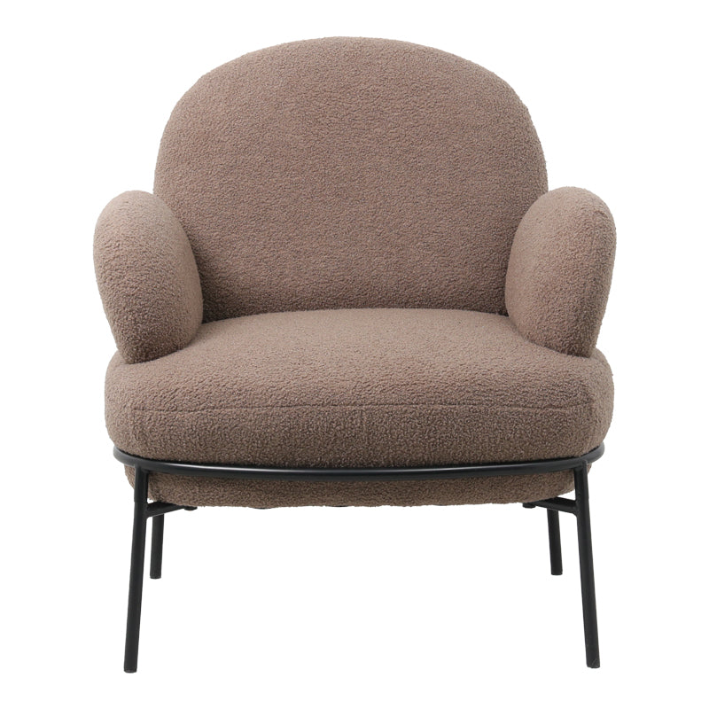 Πολυθρόνα Jaycob Μπουκλέ Καφέ Ταμπά-Πόδι Μαύρο Μέταλλο 74x71x83