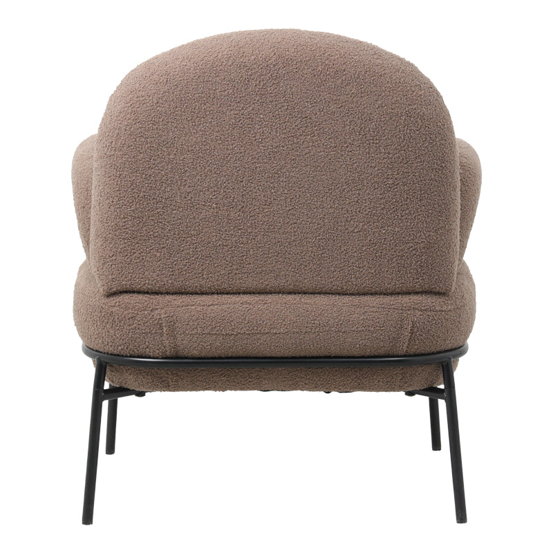 Πολυθρόνα Jaycob Μπουκλέ Καφέ Ταμπά-Πόδι Μαύρο Μέταλλο 74x71x83