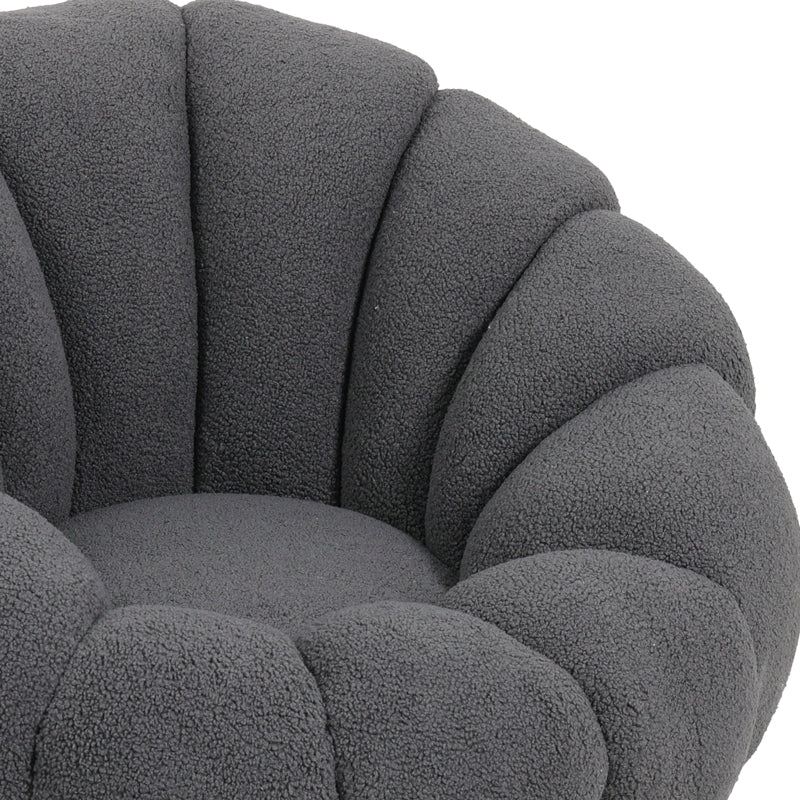Πολυθρόνα Περιστρεφόμενη Nester Μπουκλέ Ύφασμα σε Γκρι Απόχρωση 98x97x69