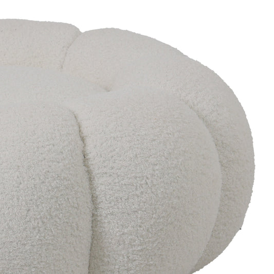 Σκαμπό Nester Μπουκλέ Ύφασμα σε Λευκή Απόχρωση Φ60x31