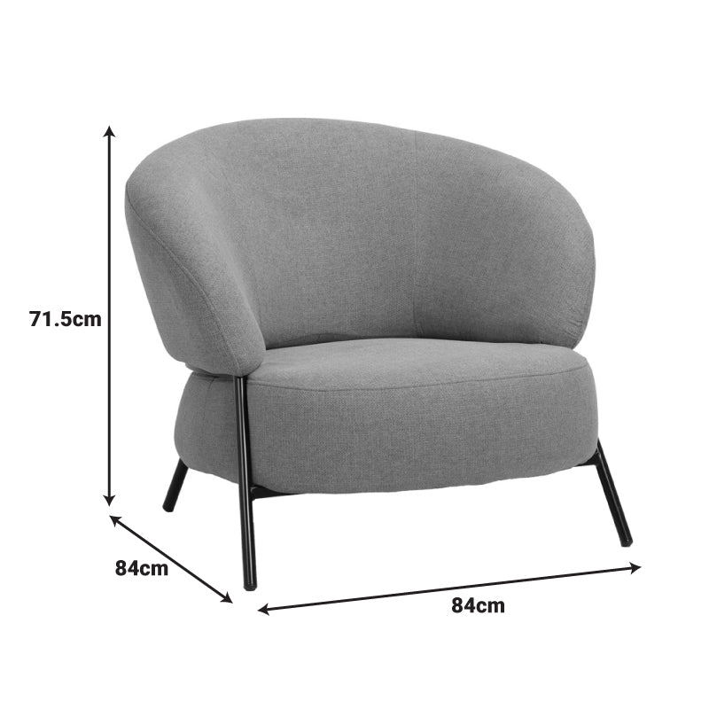 Πολυθρόνα Jennie Ύφασμα σε Κεραμιδί Απόχρωση με Μαύρα Μεταλλικά Πόδια 84x84x71,5