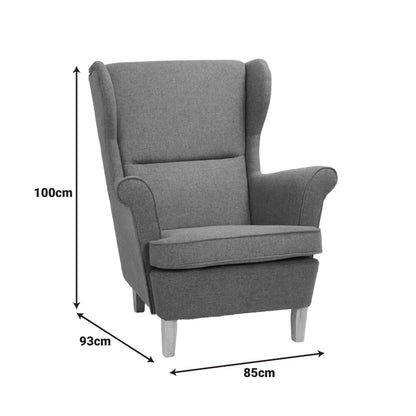 Πολυθρόνα - Μπερζέρα Malei Ύφασμα σε Γκρι Απόχρωση - Ξύλινα Πόδια 85x93x100