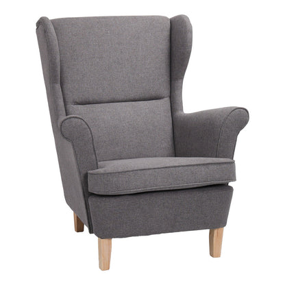 Πολυθρόνα - Μπερζέρα Malei Ύφασμα σε Γκρι Απόχρωση - Ξύλινα Πόδια 85x93x100