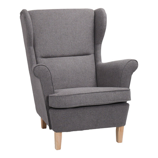 Πολυθρόνα - Μπερζέρα Malei Ύφασμα σε Γκρι Απόχρωση - Ξύλινα Πόδια 85x93x100