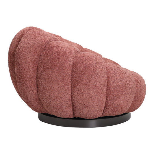 Πολυθρόνα Περιστρεφόμενη Nester Μπουκλέ Ύφασμα σε Απόχρωση Σάπιο Μήλο 98x97x69