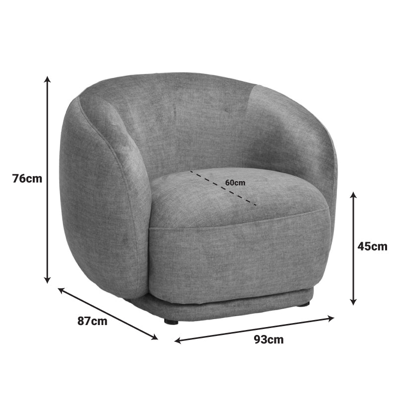 Πολυθρόνα Freya Ύφασμα σε Ανθρακί Απόχρωση 93x87x76