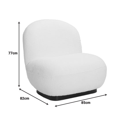 Πολυθρόνα Rosalie Μπουκλέ Ύφασμα σε Κρεμ Απόχρωση με Μαύρη Βάση 85x82x77