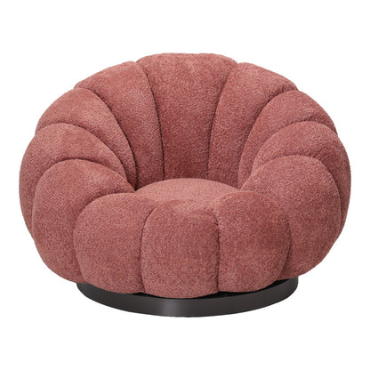 Πολυθρόνα Περιστρεφόμενη με Σκαμπό Nester Μπουκλέ Ύφασμα σε Απόχρωση Σάπιο Μήλο 98x97x69