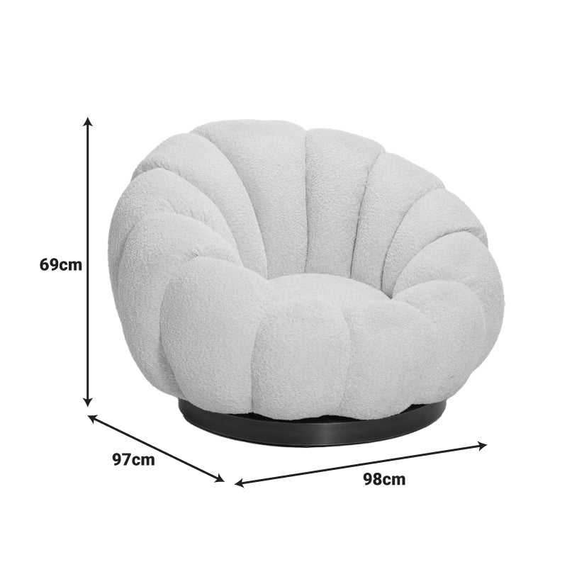 Πολυθρόνα Περιστρεφόμενη με Σκαμπό Nester Μπουκλέ Ύφασμα σε Απόχρωση Σάπιο Μήλο 98x97x69