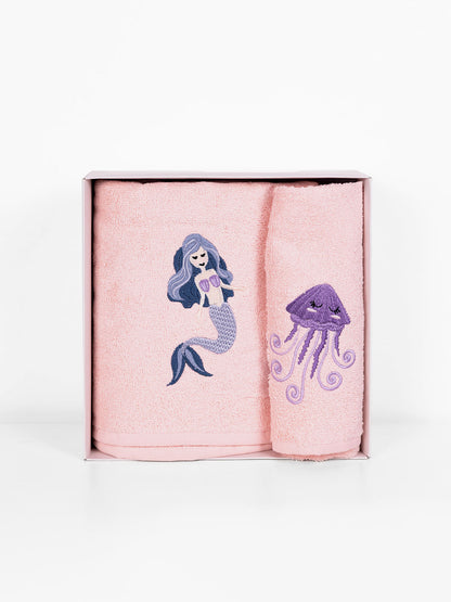 Fluffy Κεντητή Πετσέτα Pink 2 Τμχ.