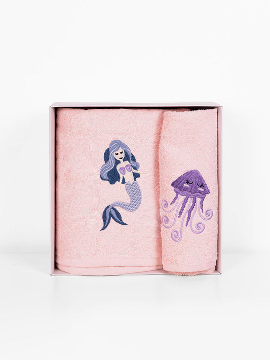 Fluffy Κεντητή Πετσέτα Pink 2 Τμχ.