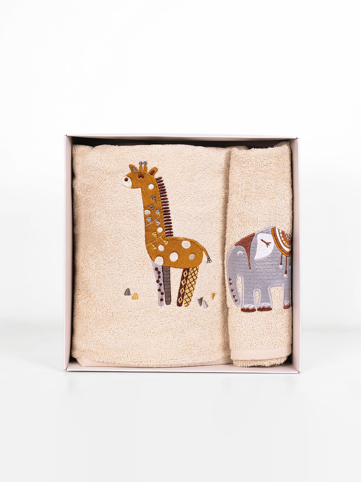 Fluffy Κεντητή Πετσέτα Beige 2 Τμχ.