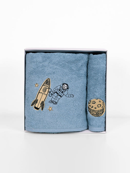 Fluffy Κεντητή Πετσέτα Blue 2 Τμχ.