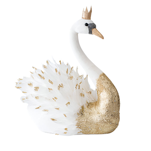 ΒΕΛΟΥΔΙΝΟΣ ΚΥΚΝΟΣ ΛΕΥΚΟΣ ΜΕ ΧΡΥΣΟ ΓΚΛΙΤΕΡ 48x28x58