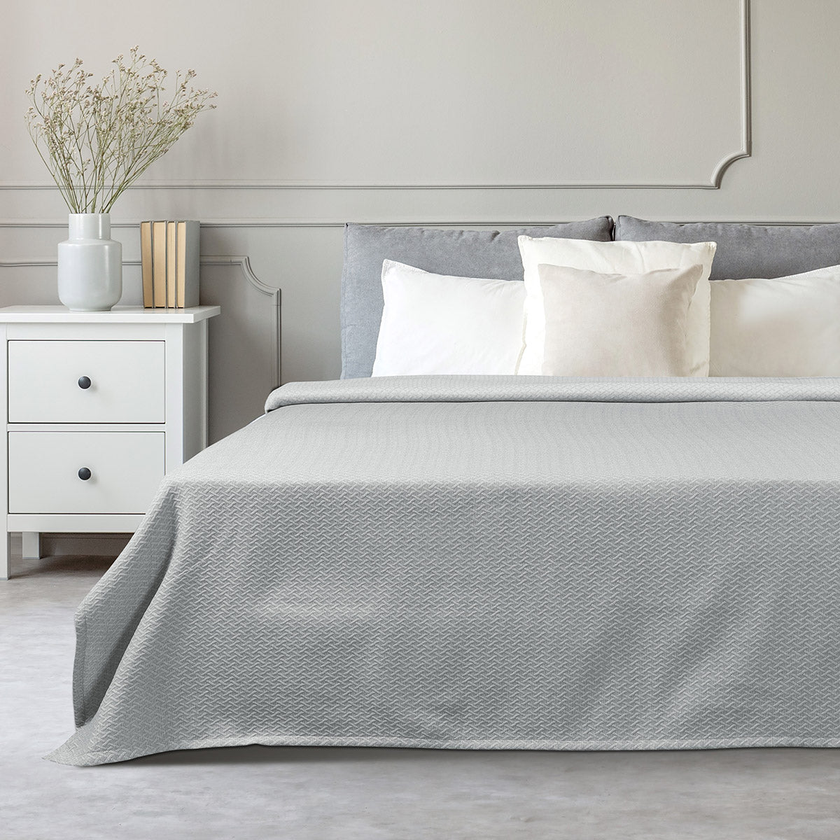 Κουβέρτα King Size Stripe Ζακάρ Art 11172 260x270εκ Γκρι