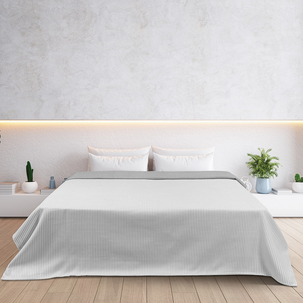 Κουβέρτα King Size Διπλής Όψεως Cross Matelasse Art 11173 260x270εκ Γκρι