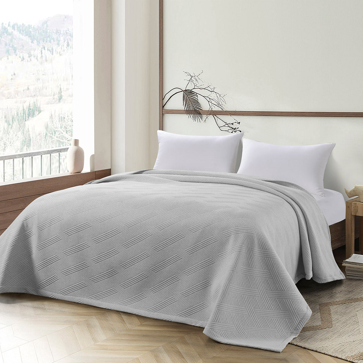 Κουβέρτα Ζακάρ King Size Point Art 11175 260x270εκ Γκρι