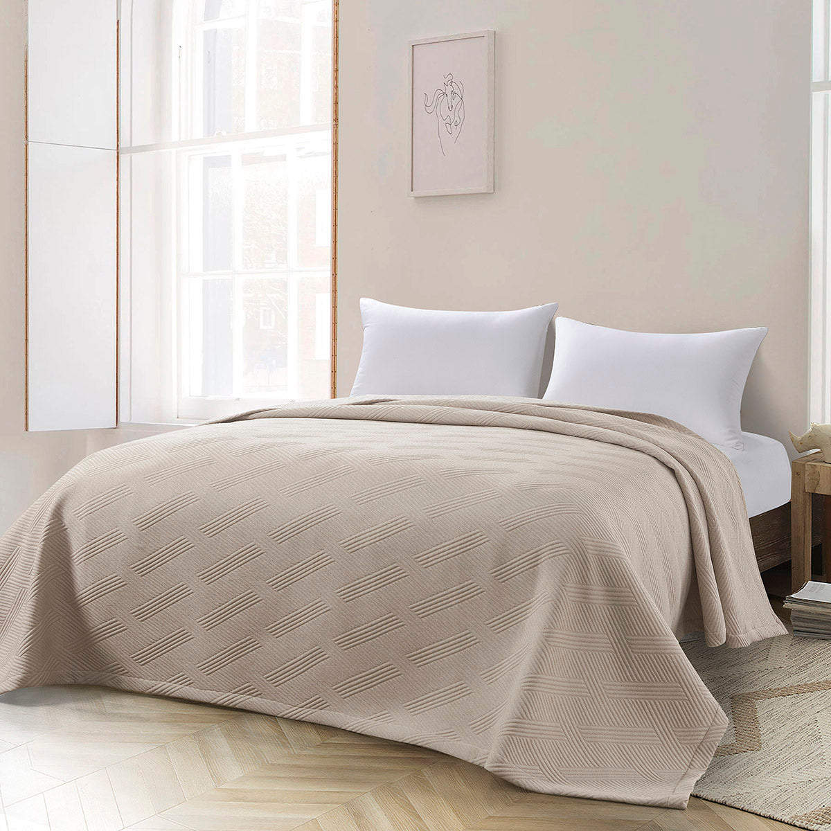 Κουβέρτα Ζακάρ Μονή Point Art 11175 170x270εκ Άμμου