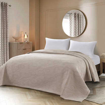 Κουβέρτα Ζακάρ King Size Frame Art 11176 260x270εκ Άμμου