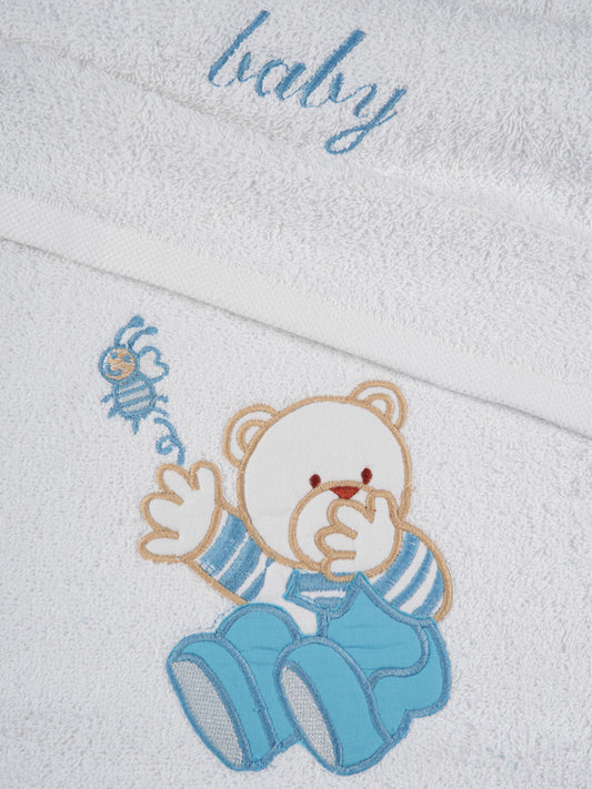 Σετ Πετσέτες Κεντητές Bear 04 White/Blue