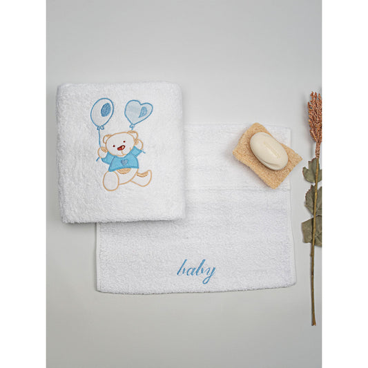 Σετ Πετσέτες Κεντητές Balloon 05 White/Blue