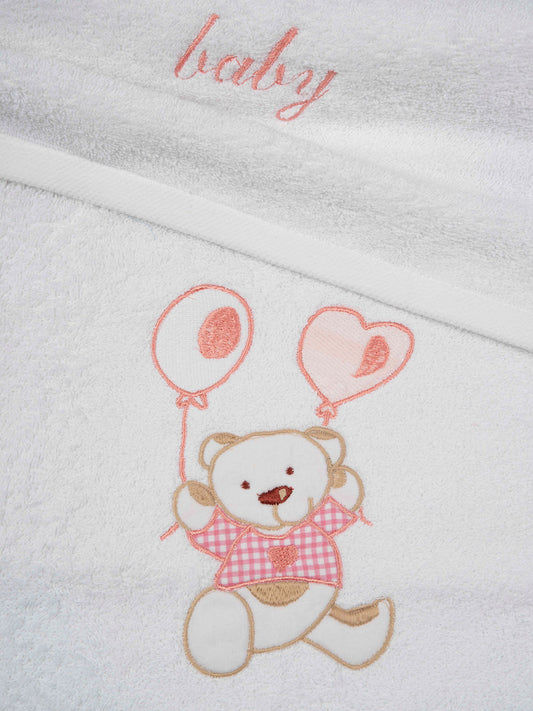 Σετ Πετσέτες Κεντητές Balloon 05 White/Pink