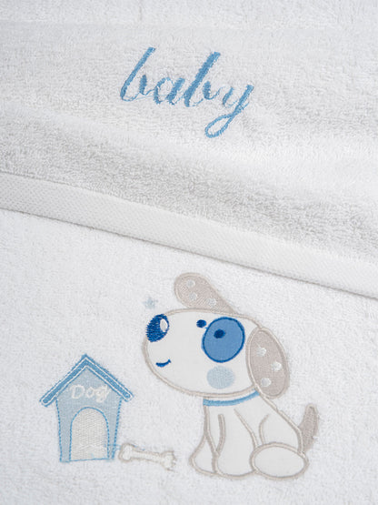 Σετ Πετσέτες Κεντητές Dog 07 White/Blue
