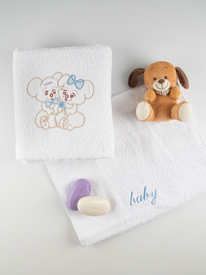 Σετ Πετσέτες Κεντητές Couple 06 White/Blue