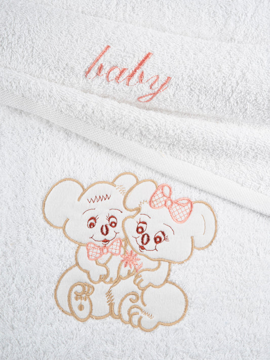 Σετ Πετσέτες Κεντητές Couple 06 White/Pink