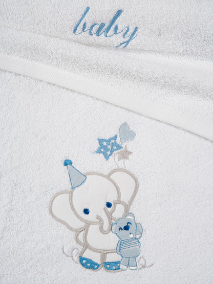 Σετ Πετσέτες Κεντητές Elephant 03 White/Blue