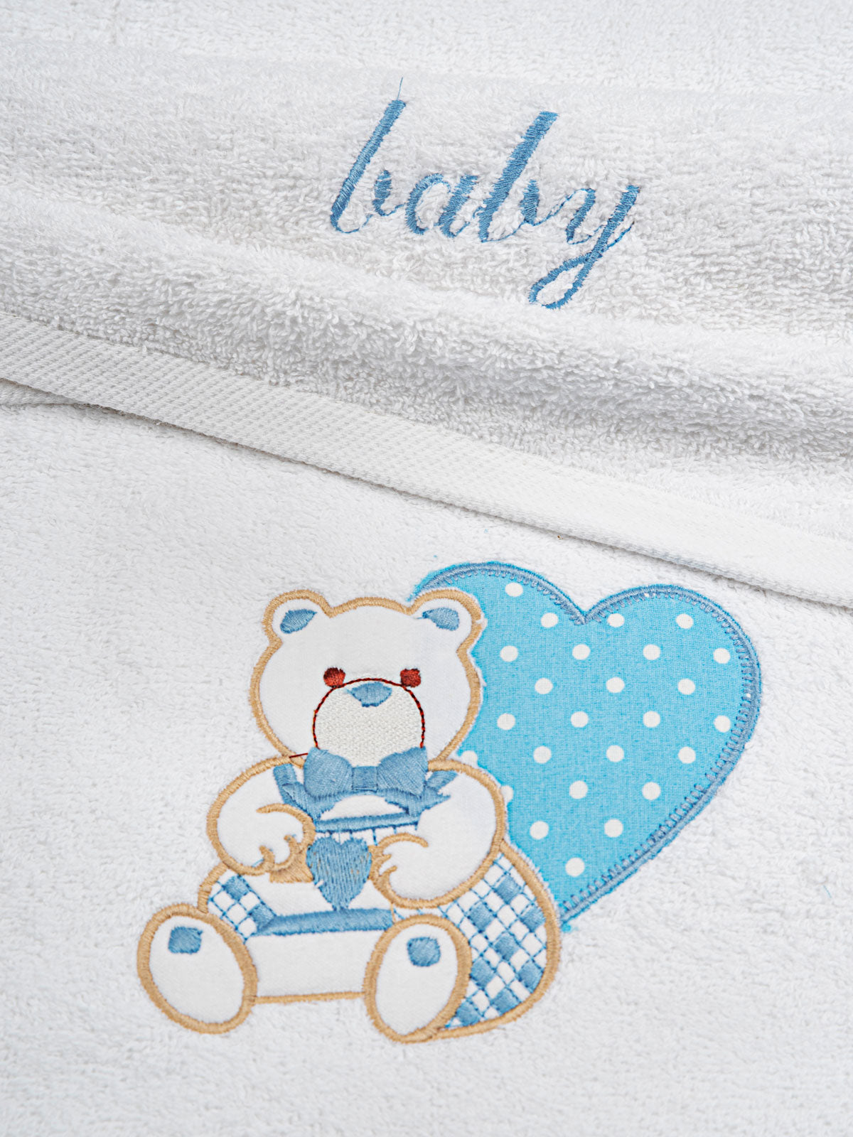 Σετ Πετσέτες Κεντητές Heart 01 White/Blue