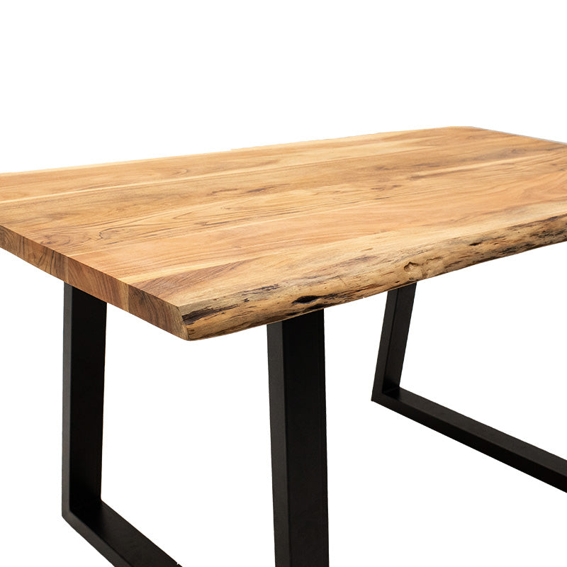 Τραπέζι Miles Μασίφ Ξύλο 4εκ Φυσικό-Πόδι Μαύρο 160X90X79