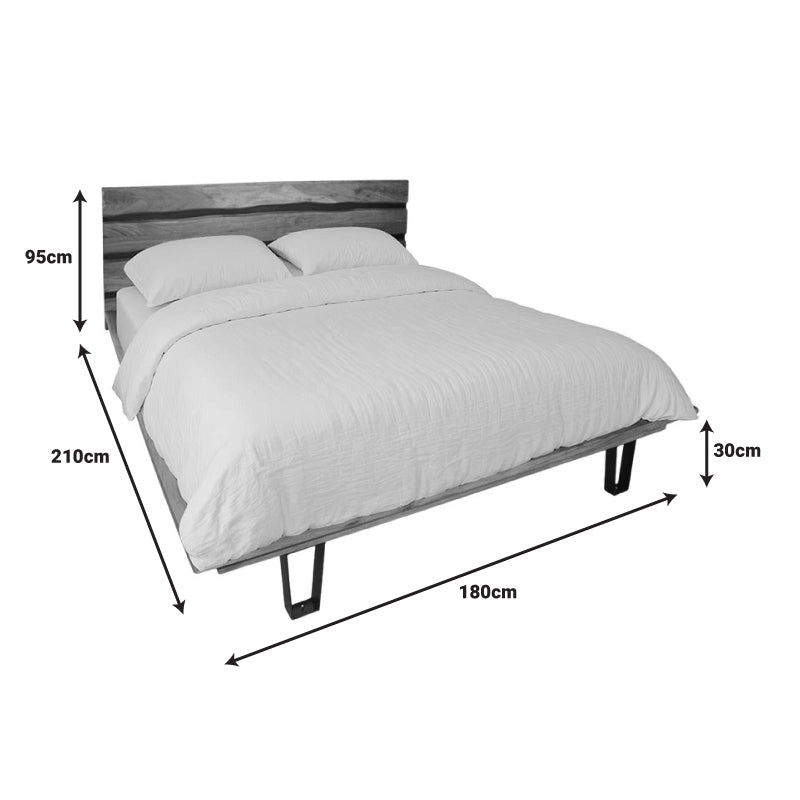 Κρεβάτι Imena Μασίφ Ξύλο Ακακίας σε Φυσική Απόχρωση 160x200εκ