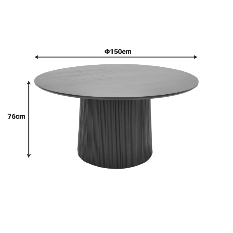 Τραπέζι Canicule Μασίφ Ξύλο Ακακίας σε Μαύρη Απόχρωση Φ150x75