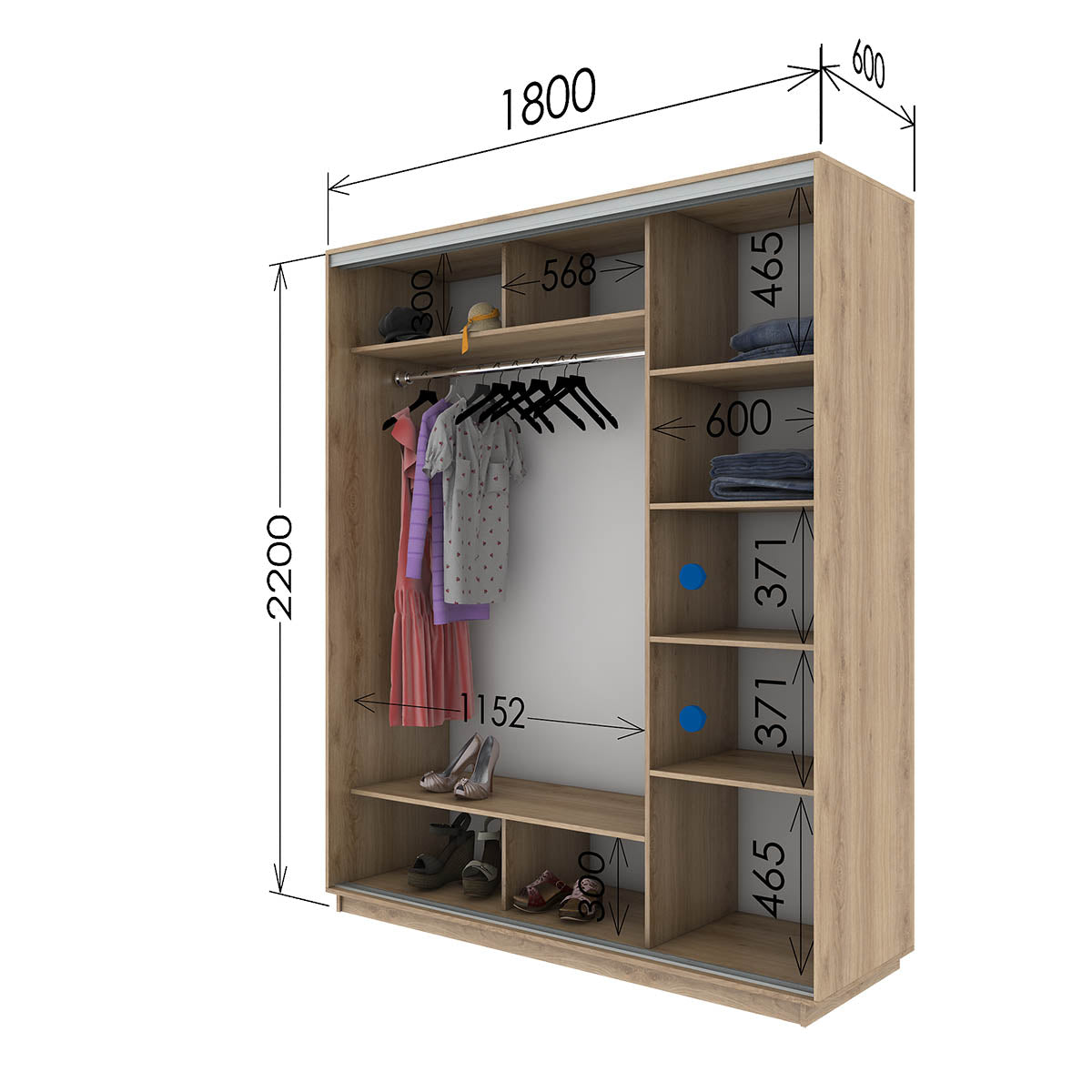 Wardrobe Diamont Sonoma 180x60x220