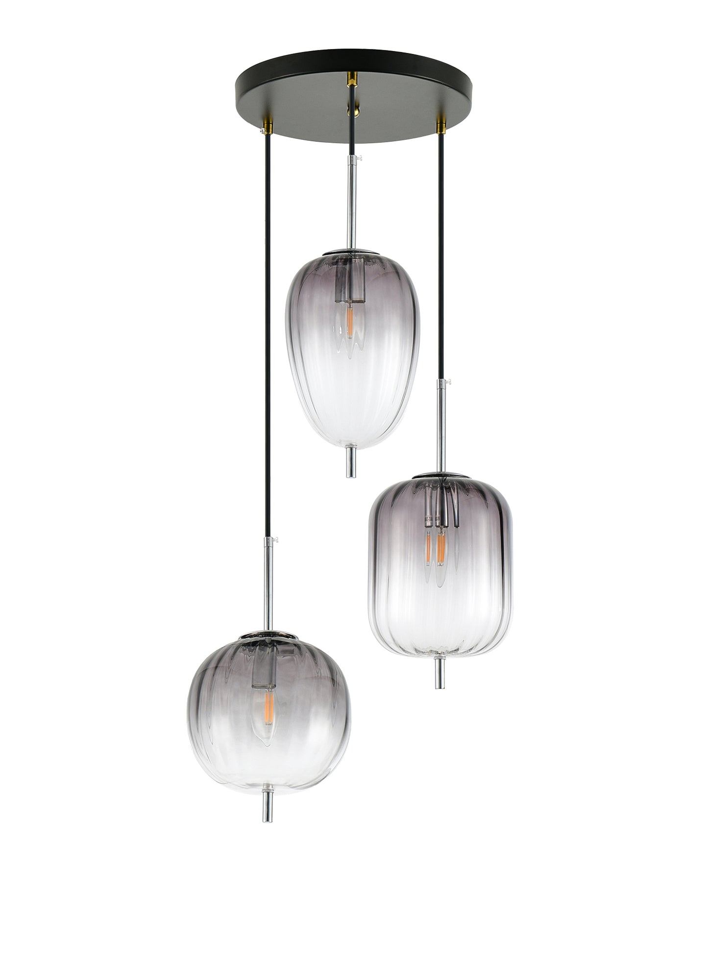 PDC 4022-3 CR ΠΟΛΥΦΩΤΟ 3 ΣΧΕΔΙΑ ΓΥΑΛΙΑ ΦΙΜΕ ΓΚΡΙ ΝΤΕΓΚΡΑΝΤΕ 3xE14 Φ42x25x120