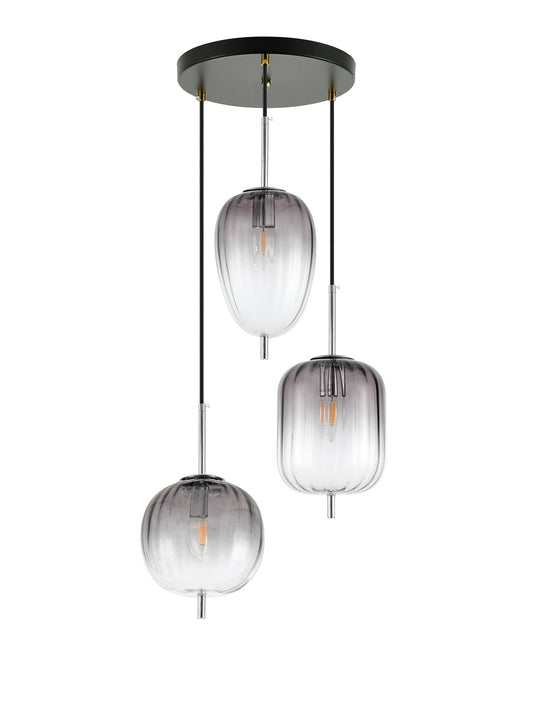 PDC 4022-3 CR ΠΟΛΥΦΩΤΟ 3 ΣΧΕΔΙΑ ΓΥΑΛΙΑ ΦΙΜΕ ΓΚΡΙ ΝΤΕΓΚΡΑΝΤΕ 3xE14 Φ42x25x120