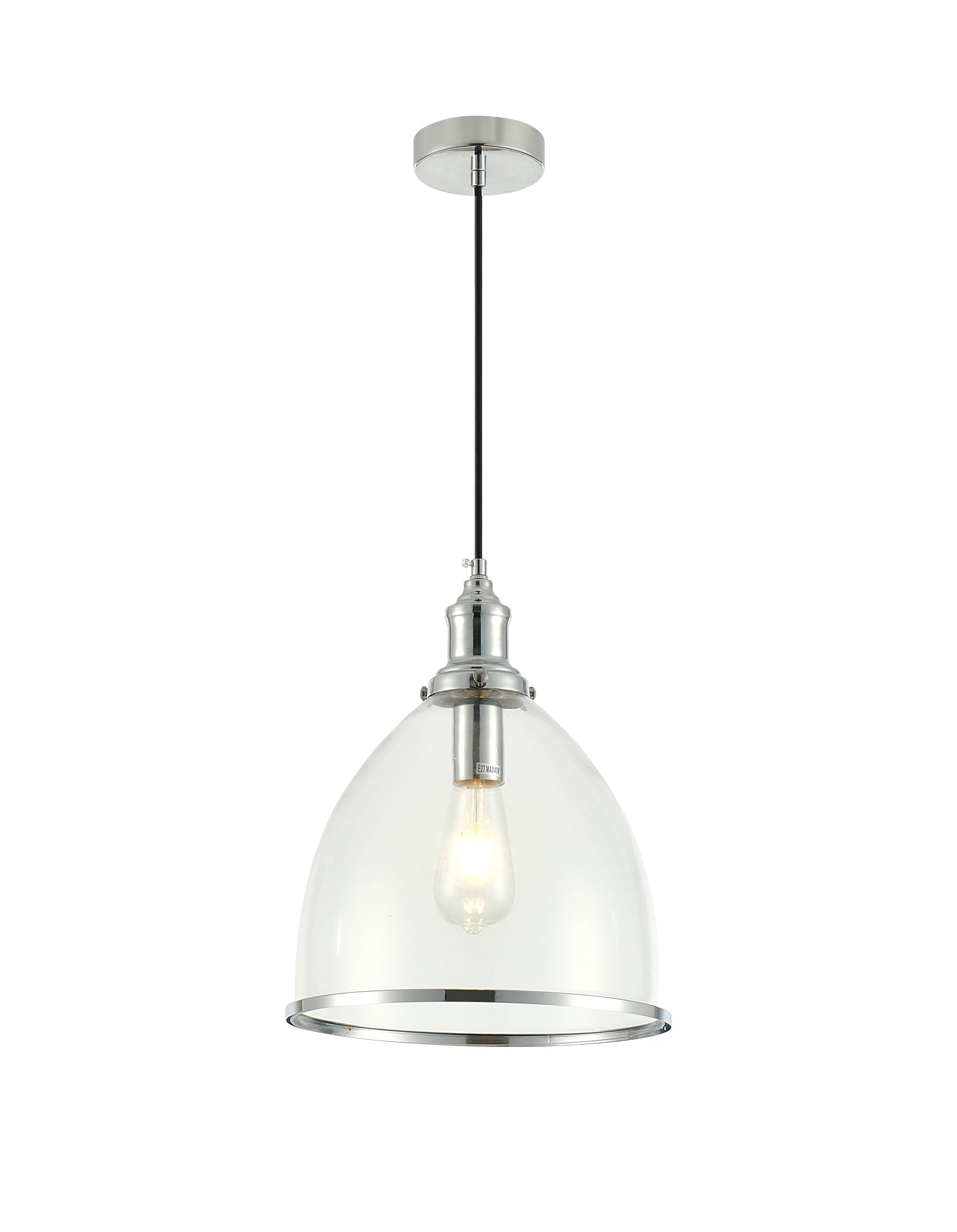 PDC 1491 CR 1/Φ ΔΙΑΦΑΝΗ ΓΥΑΛΙΝΗ ΚΑΜΠΑΝΑ ΜΕ ΜΠΟΡΝΤΟΥΡΑ ΑΣΗΜΙ 1xΕ27 Φ28x(35-120)