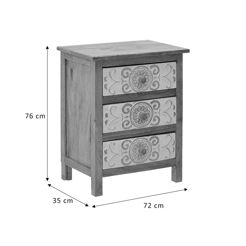 Συρταριέρα 3-50-245-0017 Ξύλο Φυσικό-Λευκό 72x35x76