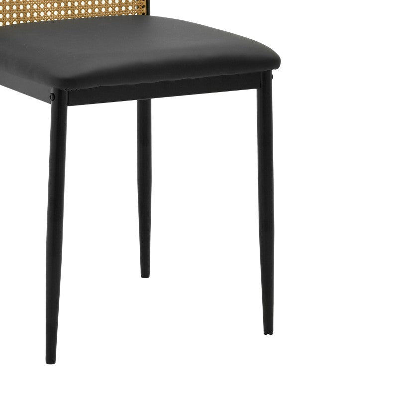 Καρέκλα Lasmipe Μαύρο-Φυσικό Pu-Rattan 40X49X96