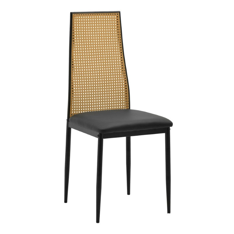 Καρέκλα Lasmipe Μαύρο-Φυσικό Pu-Rattan 40X49X96
