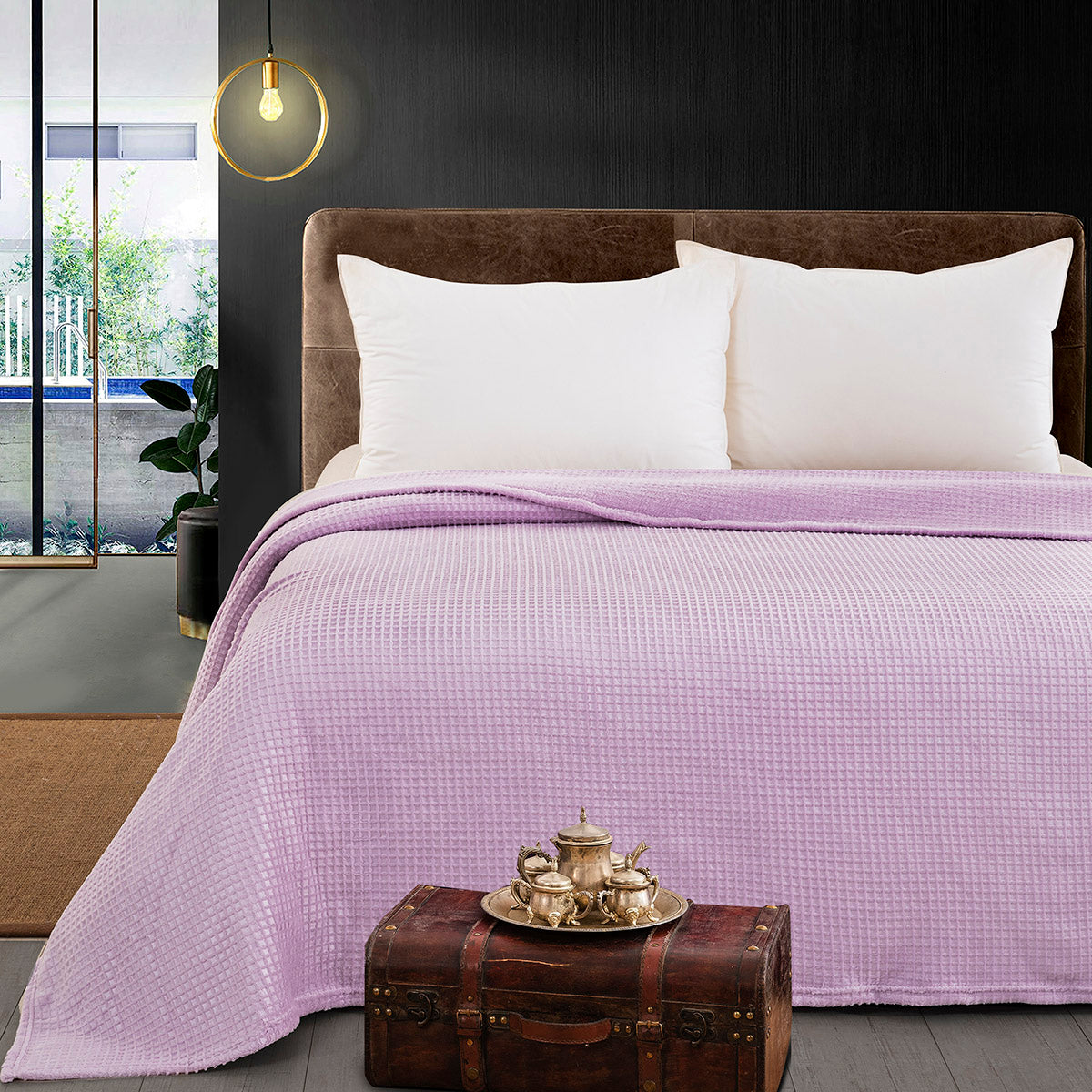 Κουβέρτα Μονόχρωμη Υπέρδιπλη Fleece Art 11553 220x240εκ Λιλά